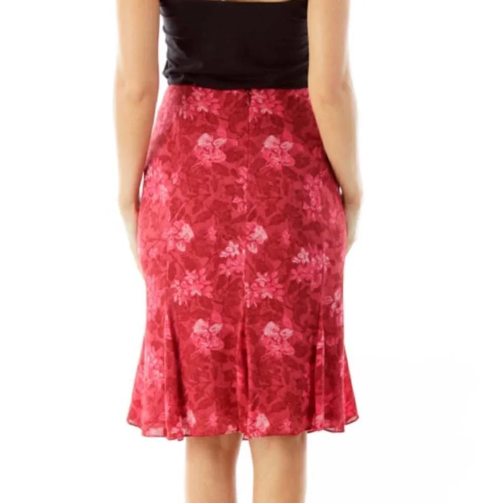 I.N.C Red Flower Print Flared Skirt - Picture 3 of 3